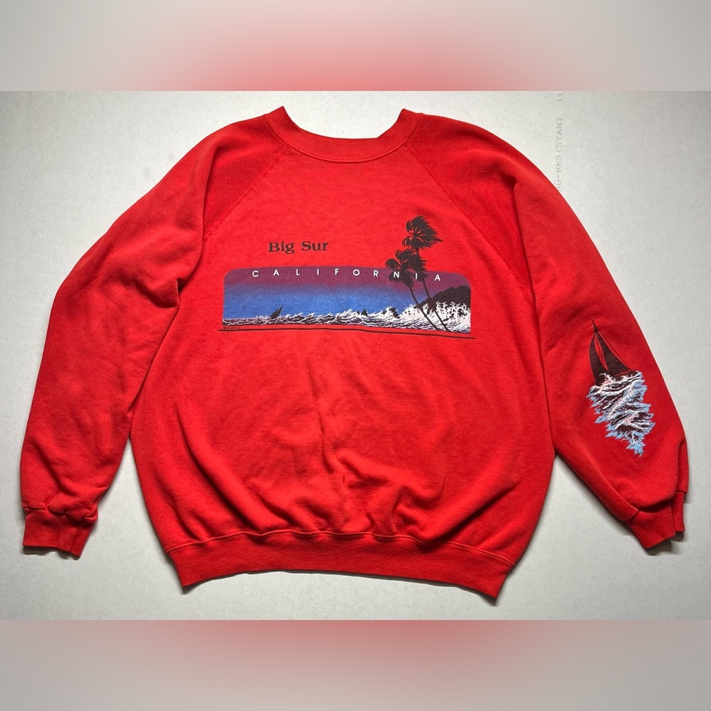 Vintage Hanes Big Sur California Red Sweater Pullover Made In USA 80s Men’s XL
